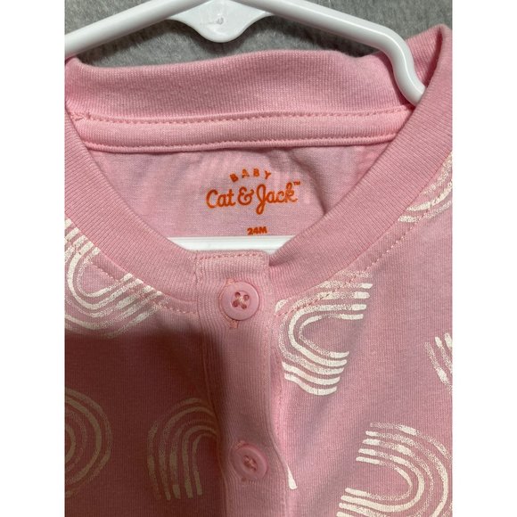 Cat and Jack Baby Girl 24 m 2pk Adaptive Rompers 'Worth Waiting For' Pink Gray - Picture 4 of 11